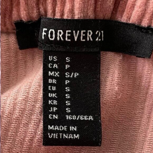 Forever 21 Corduroy Button Front Mini Skirt Pink Peach Knit A-Line S - Picture 5 of 6